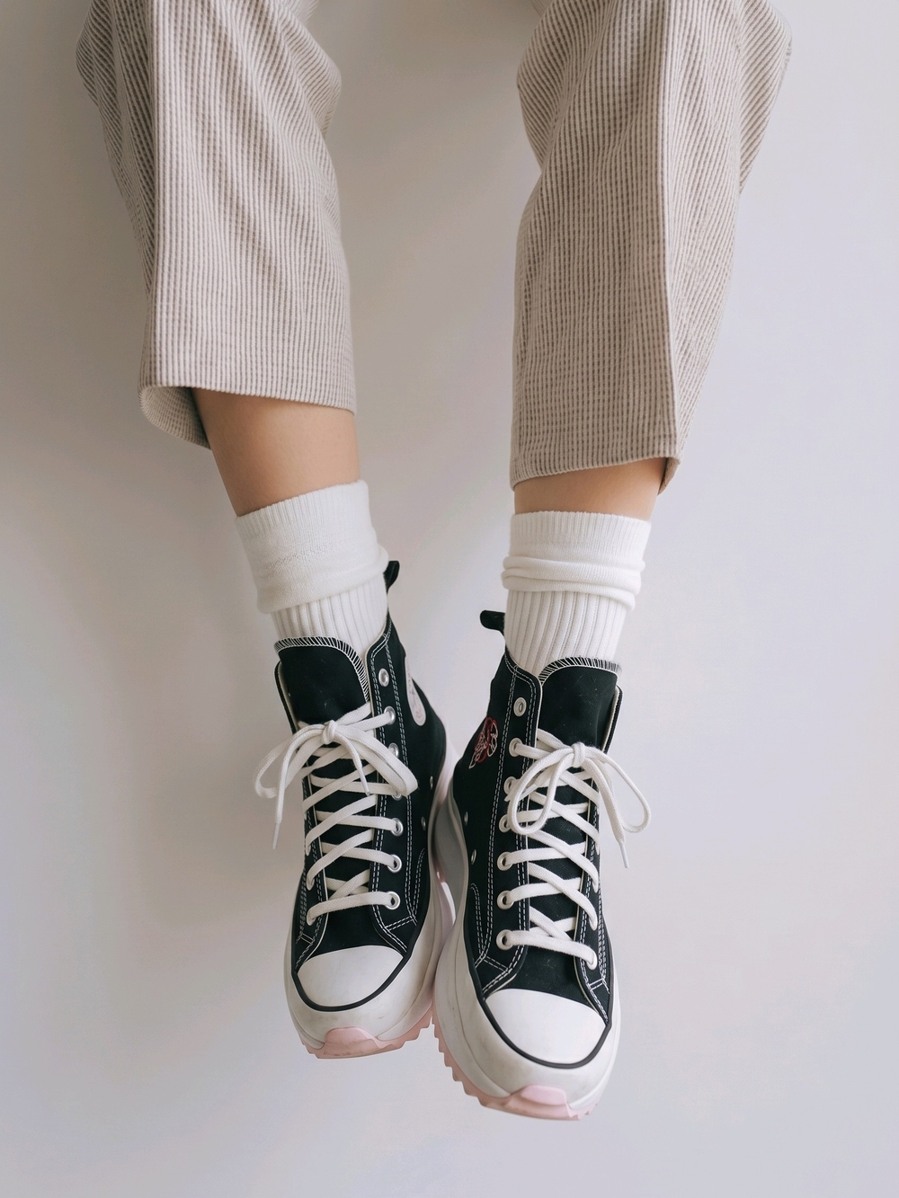"Me" Converse Black High-Top Platform Sneakers with White Laces